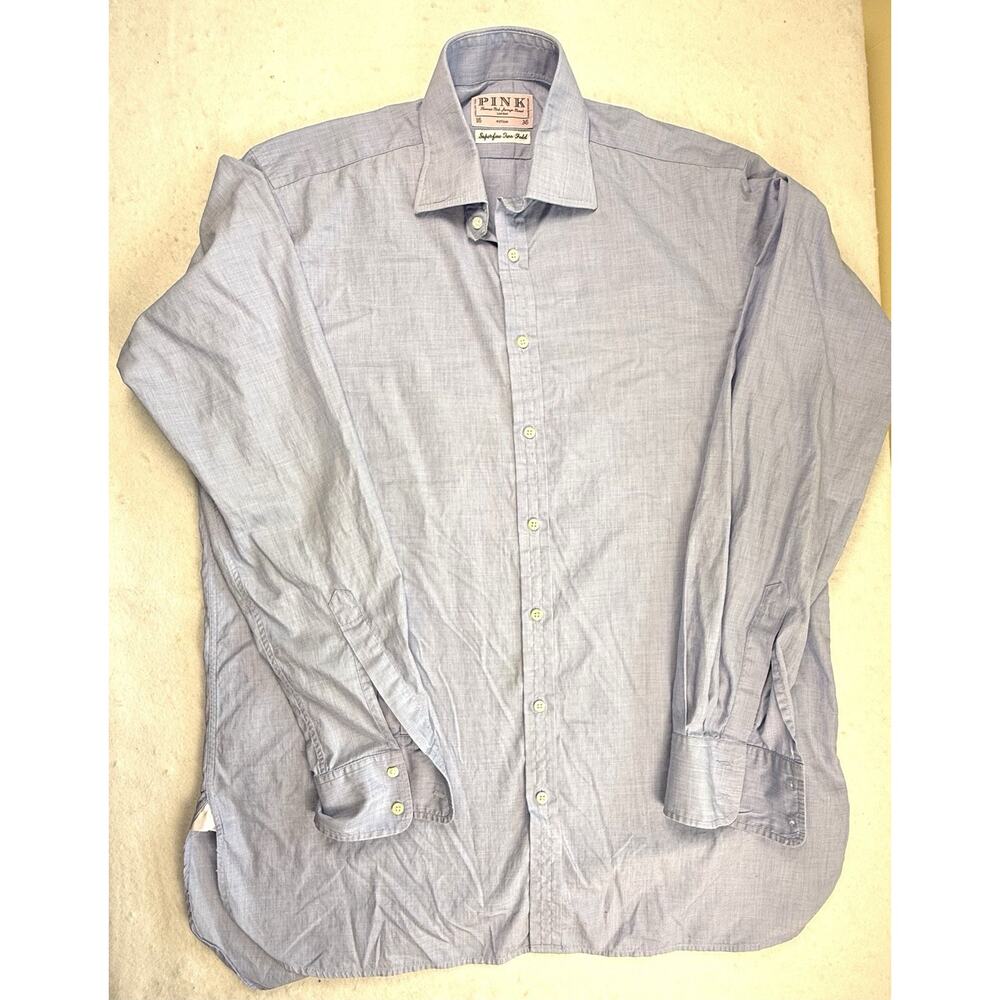Thomas Pink dress shirt men 16-36 light blue classic designer Preppy London